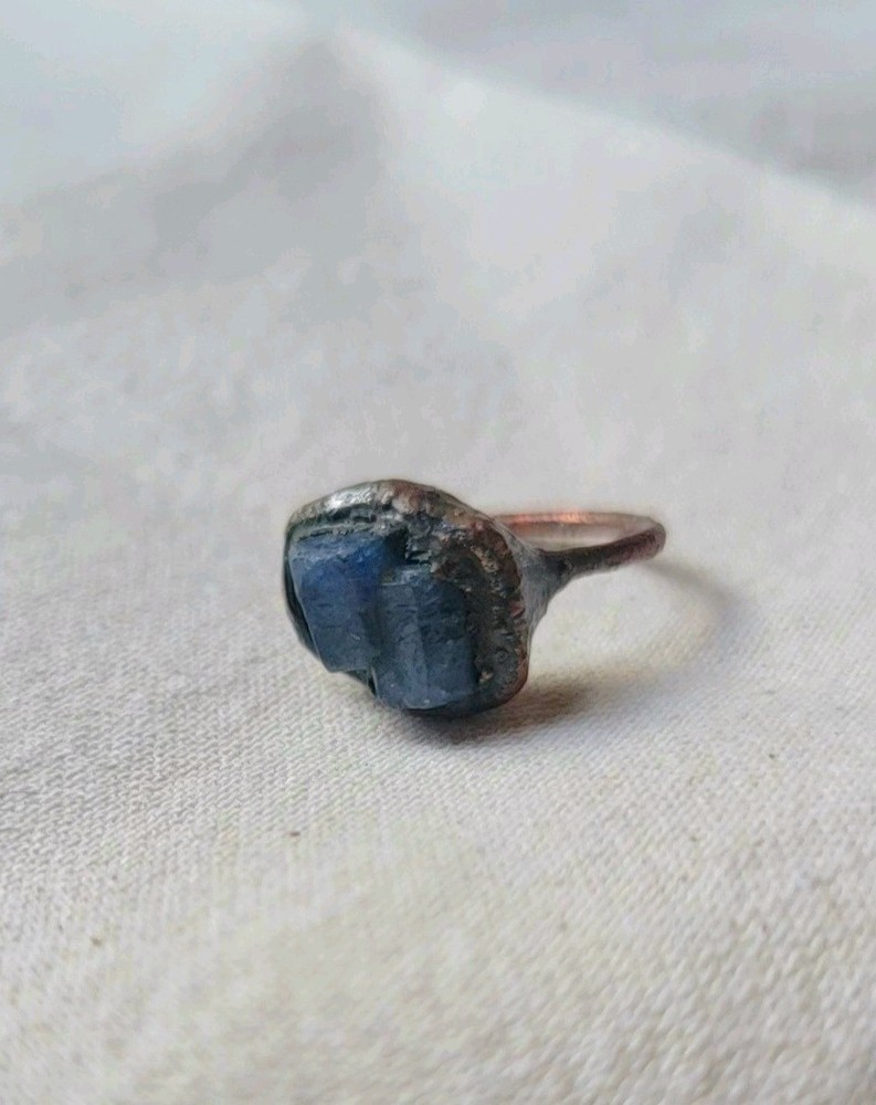OOAK Handmade Raw Sapphire Electroformed Copper Ring Size 7
