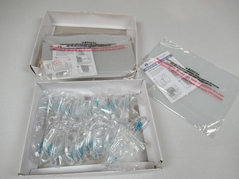 Protective Face Shields with Sealed Glasses Frames - 7 pack