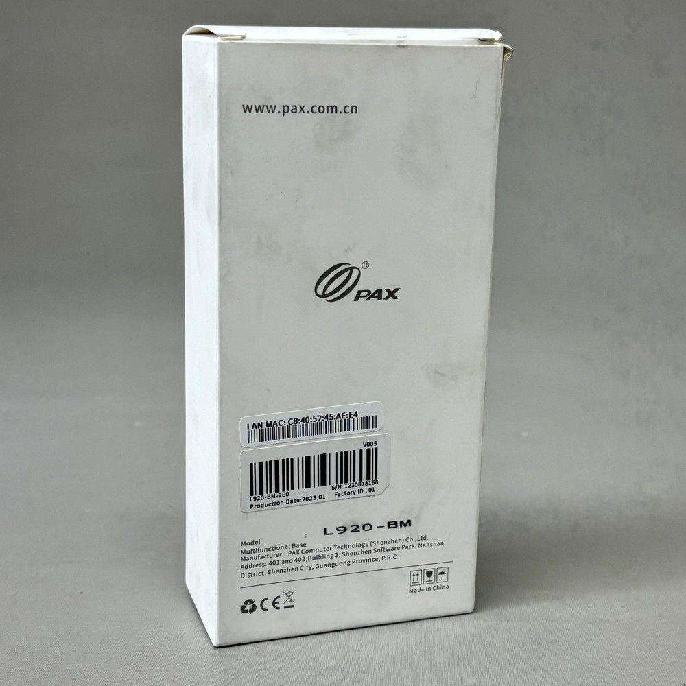 PAX Efficient Charging Dock w/ Ethernet & USB 920 Android Terminal White L920-BM