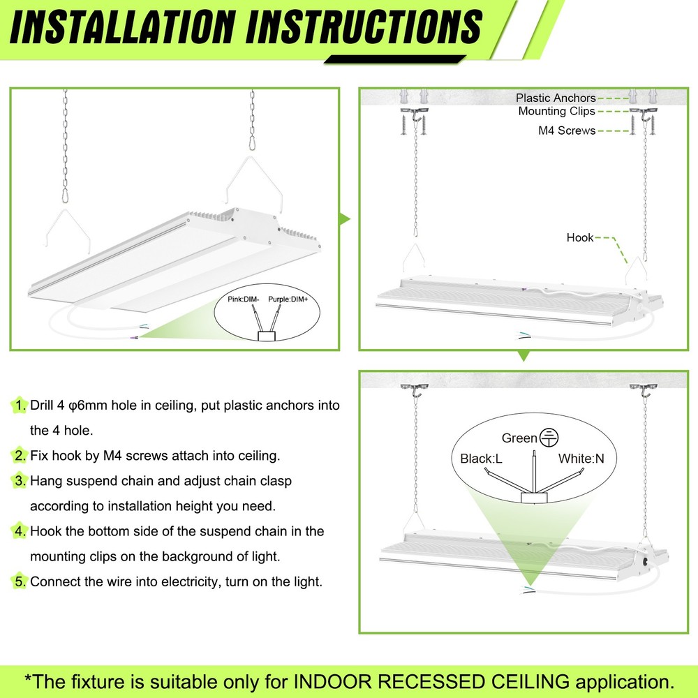 400W LED Linear High Bay Light Dimmable 60,000 Lumens Warehouse Ceiling Lights