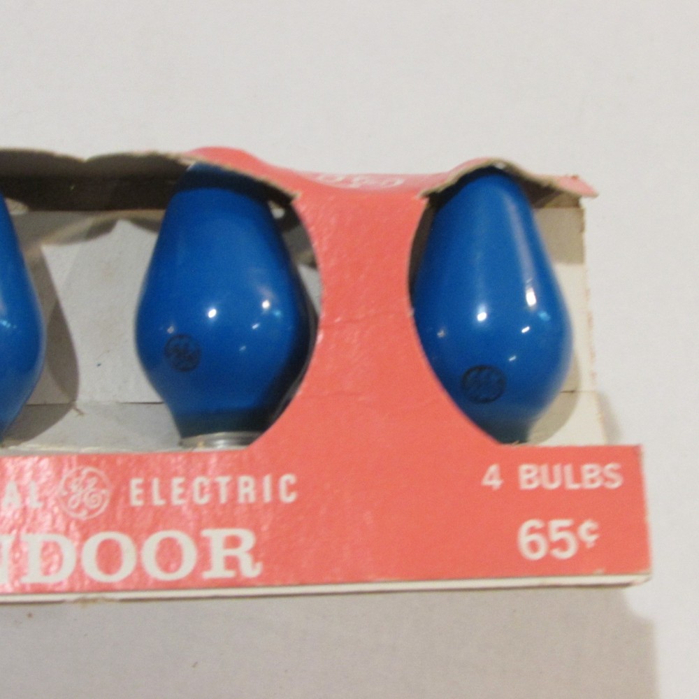 12 VTG C7 Christmas Light Replacement Bulbs Work Blue GE Scroll Circle Package