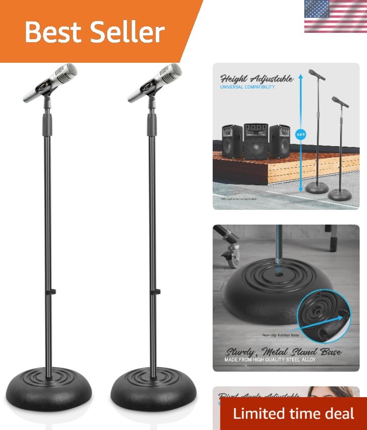 2 Pack Black Microphone Stands