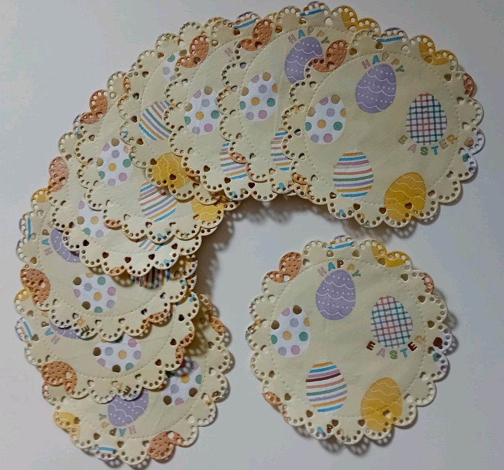 10 Easter Napkins-Coasters 10 Happy Easter Decorating Doilies 10.6cm