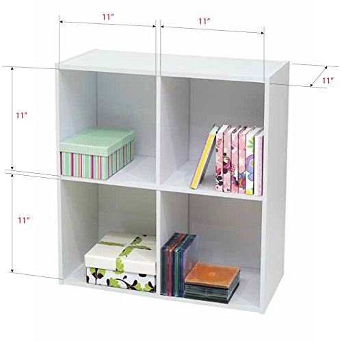- 4-Cube Bookcase, Unit Shelf, Storage Organizer White