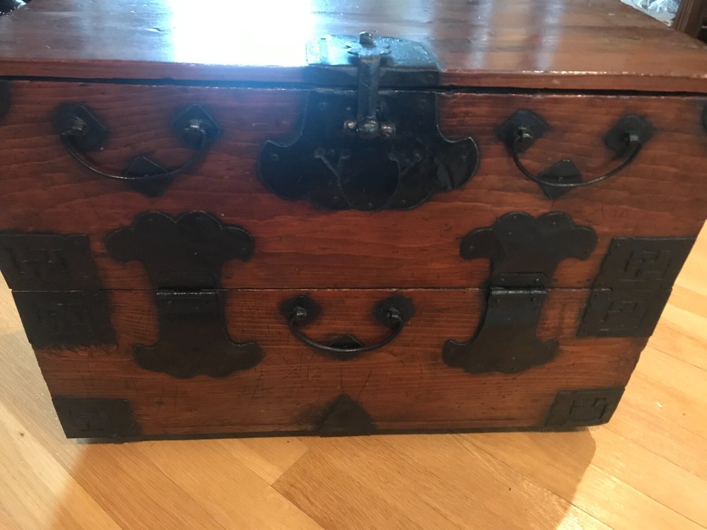 Antique Korean bandaji chest circa 1900 solid wood
