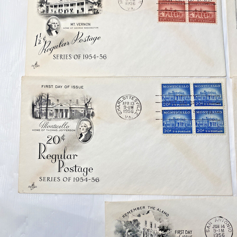 1956 Regular Postage FDC Stamp Lot 5 Art Craft Cachets All First Day Issue