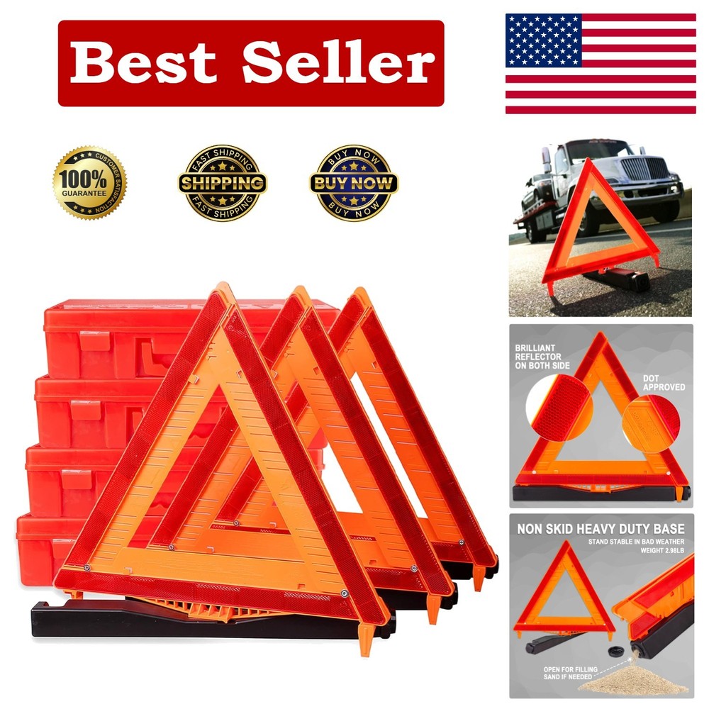 12 Pack DOT Approved Reflective Warning Triangles - Road Safety Kit Essentials