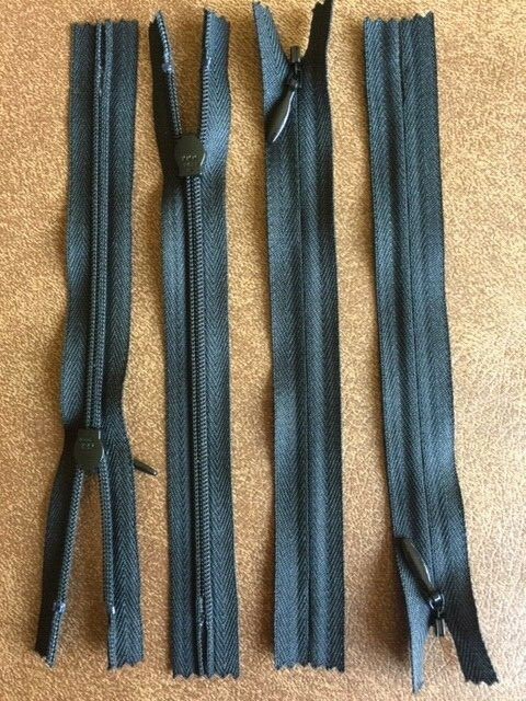 YKK Black Close-End Zipper, Teardrop Pull, Plastic Teeth, 6" + longer, 3 zippers