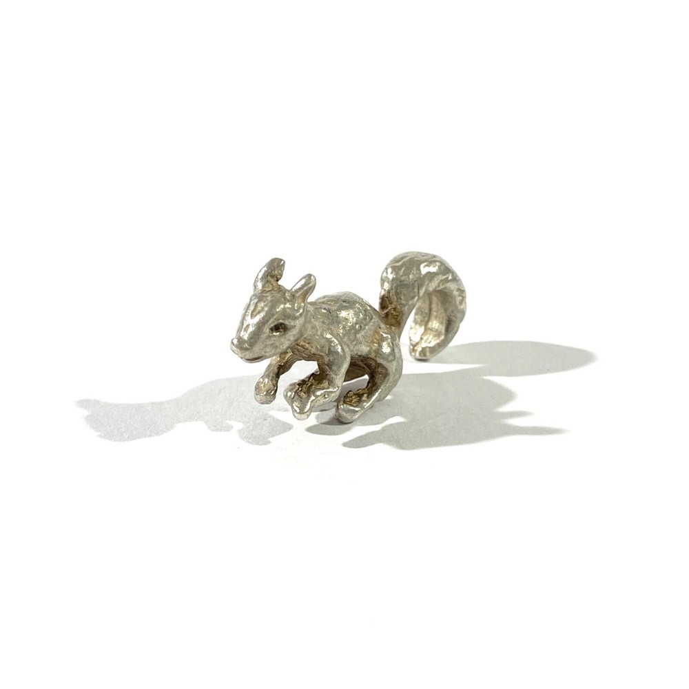 vintage solid silver squirrel mini miniature , hallmarked figurine