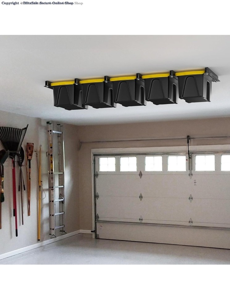 TORACK Garage 16" Studs Ceiling Storage Rack, Overhead Tote Storage Rail System