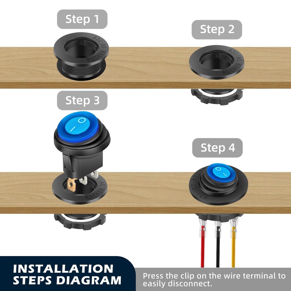 Waterproof Round Rocker Switch Waterproof Toggle Switch 6 Pack Toggle Switch ...