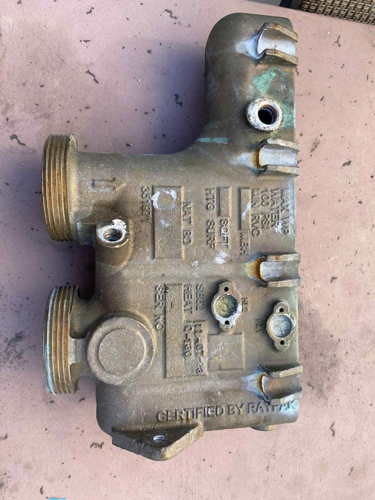 Raypak pool heater 206 266 406 Inlet/Outlet Header Brass stripped.