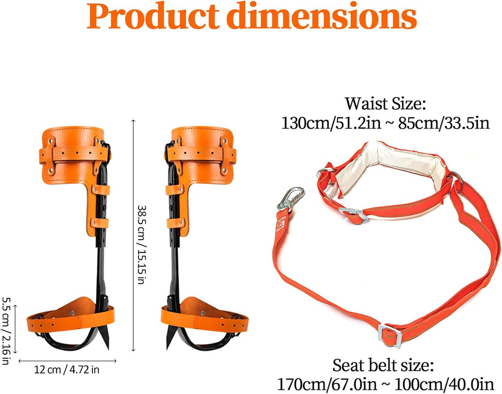Tree Climbing Gear, Tree Climbing Spikes, Tree Climbing Gear with Adjustable Cli