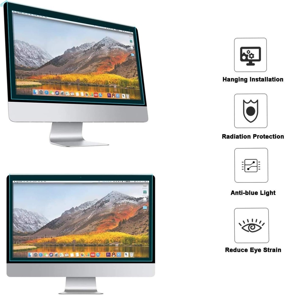 20-22 inch Computer Blue Light Blocking Screen Protector Anti-UV Eye Protecti...