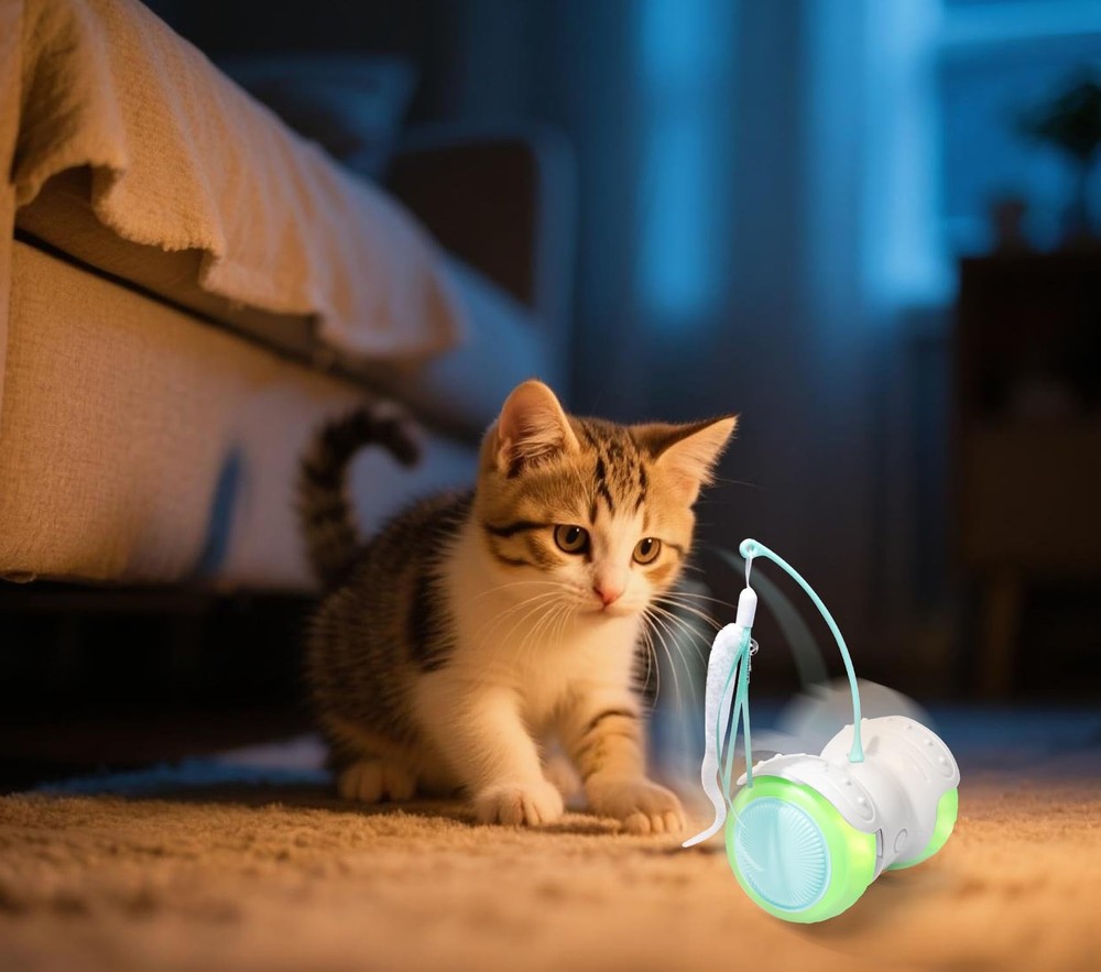 Remote Control Cat Toy with Auto Mode - Interactive Cat Toy Feather for Indoo...