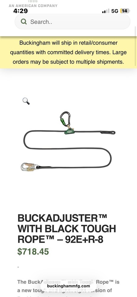 Buckingham BUCK Squeeze Lineman Tool Fall Restriction Kit. Read Description