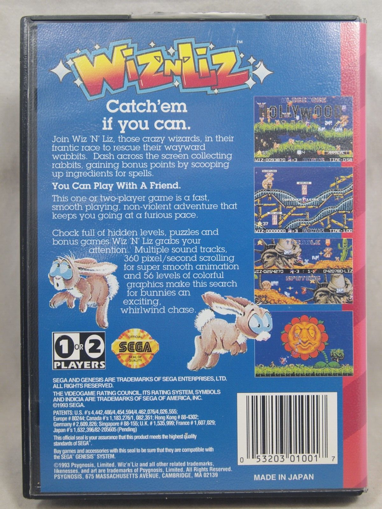 Wiz 'n' Liz Case (SEGA Genesis) Authentic BOX ONLY
