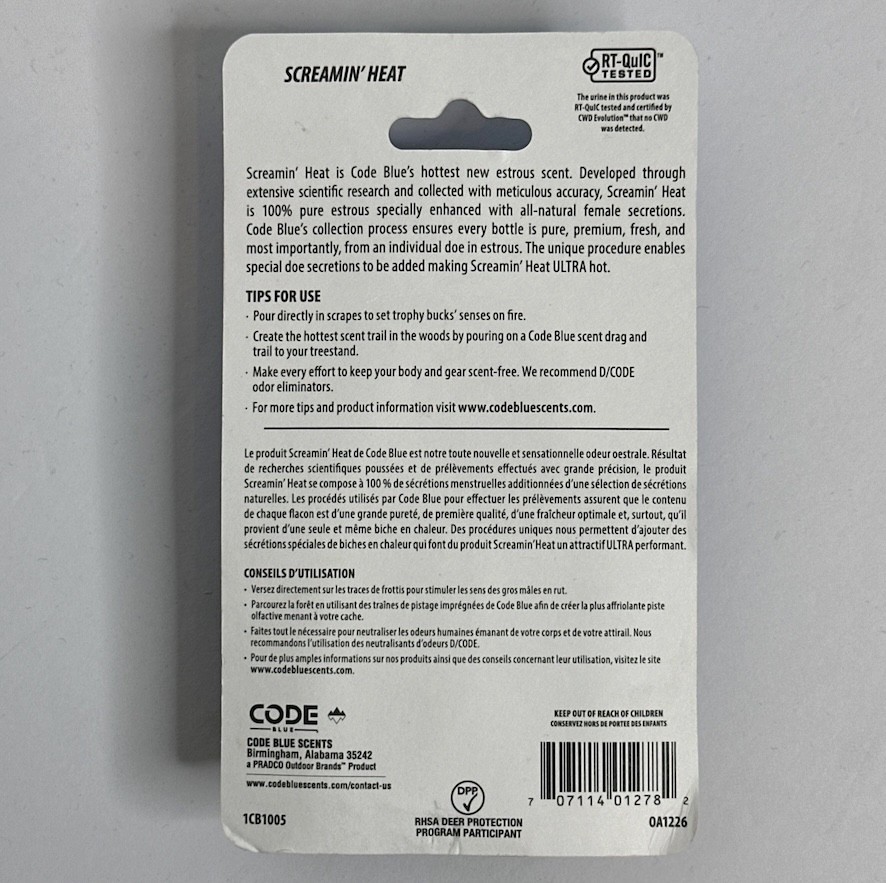 Code Blue Scents Enhanced Estrous Screamin' Heat 1 Fl Oz OA1226