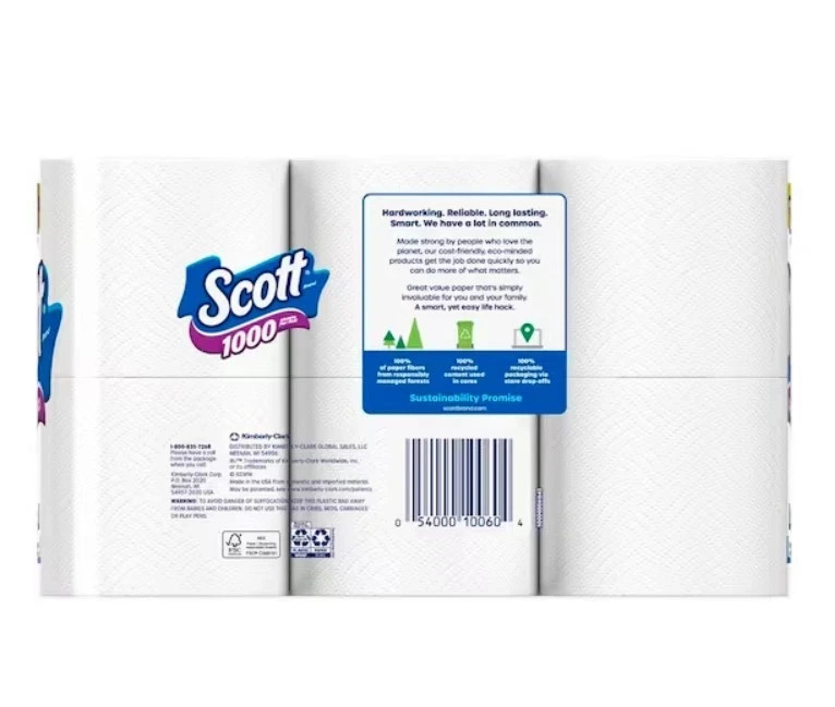 Scott White Toilet Tissue (1000-Sheet 12 Rolls Per Pack)