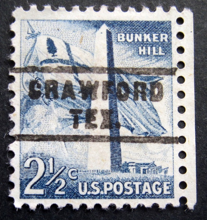 Sc # 1034 ~ 2 1/2 cent Liberty Issue, Precancel, CRAWFORD TEX.