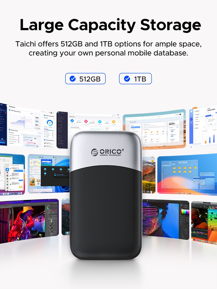ORICO 1TB External SSD 2 in 1 Portable Solid State Drive USB C USB 3.2 PSSD