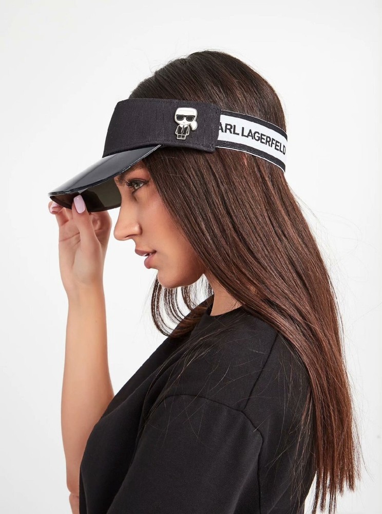 Karl Lagerfeld K/Ikonic logo-plaque visor hat