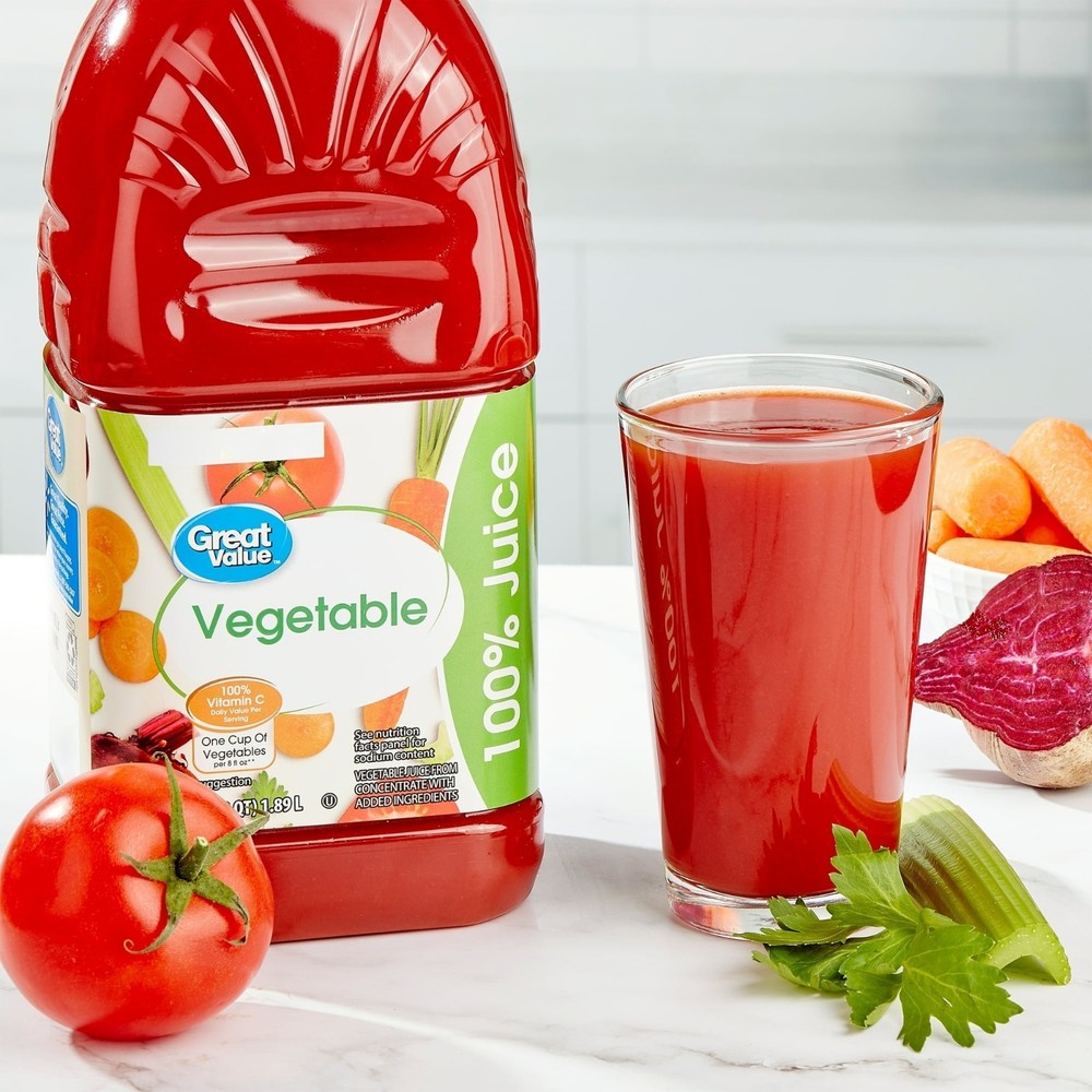 Great Value 100% Vegetable Juice, 64 fl oz each (2 Pack)