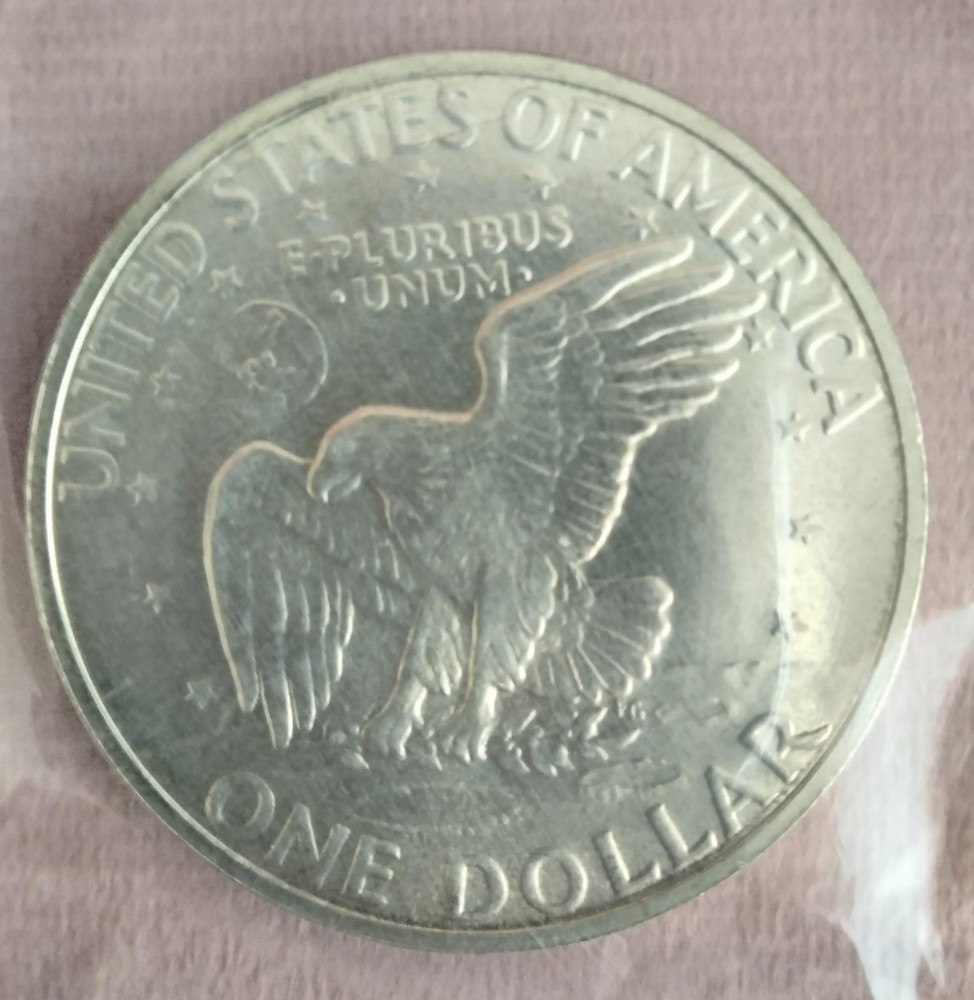 1971 Eisenhower Uncirculated Silver Dollar coin with envelope