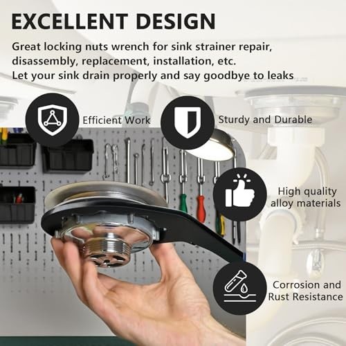 Universal Sink Drain Wrench Tool for Hex Nuts & 4, 6, 8 Tab Locking Nuts