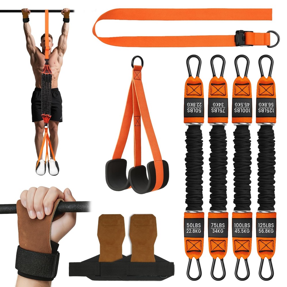 Pull Up Assistance Bands, Adjustable Heavy 75-350 LBS - Wrist Straps, Orange