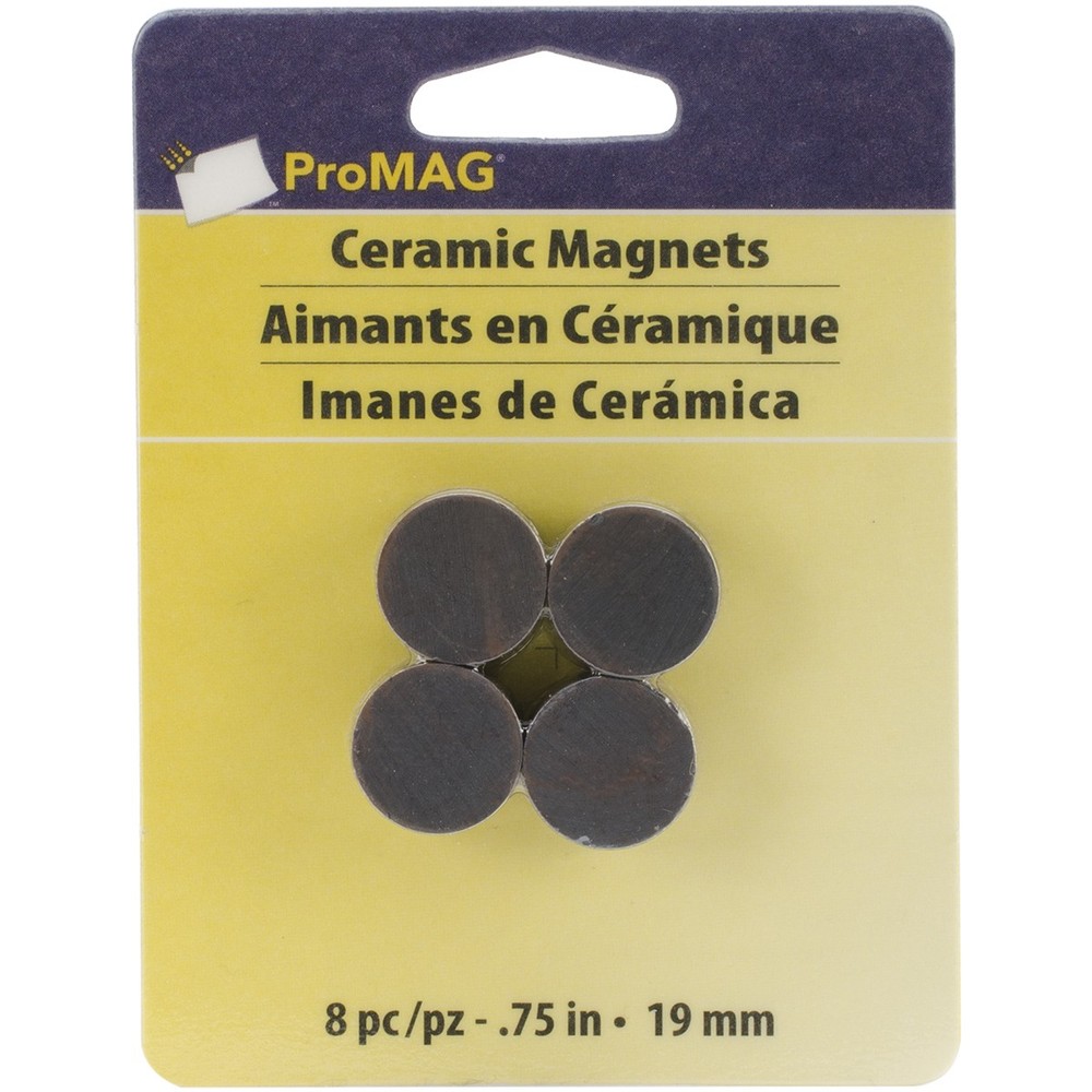 ProMag Round Ceramic Magnets .75" 8/Pkg