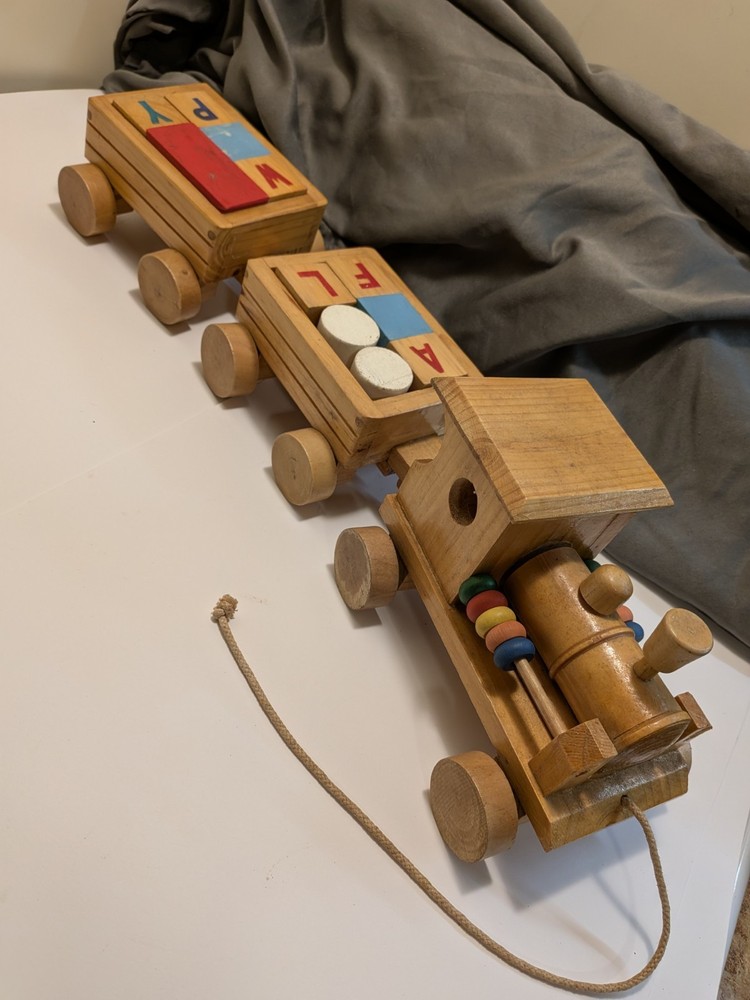 Vintage, Toy Wooden Pull Train Set