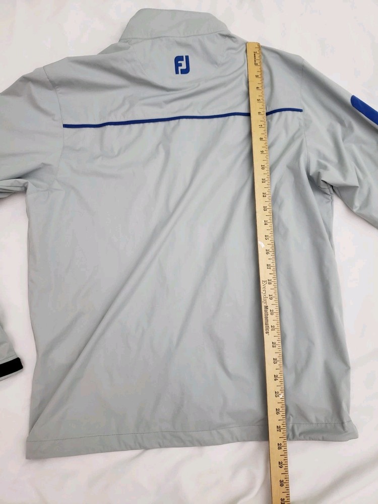 Footjoy Softshell Wind Full Zip Grey Blue Golf Jacket Pockets Mens Medium
