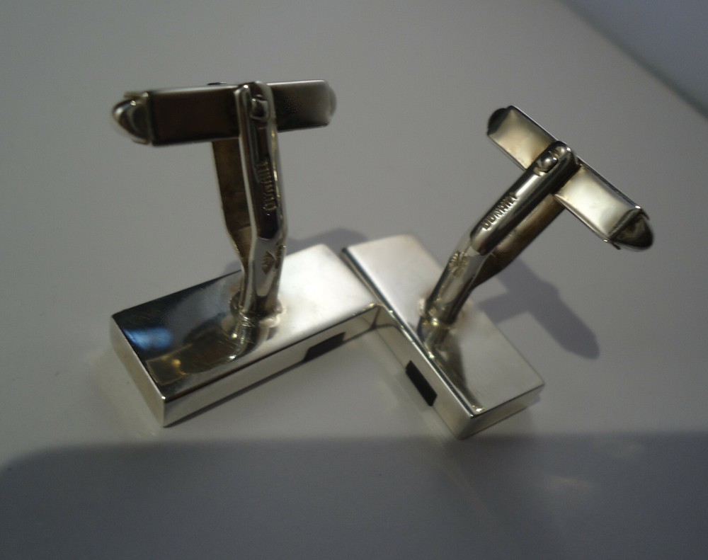 Alfred Dunhill .925 Silver Cufflinks - Onyx Panel - Hallmarked - Cased