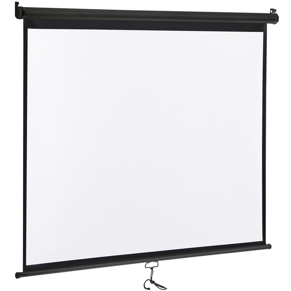 72" Roll Down Pull Down Projection Projector Screen 4:3 HD Movie Theater Black