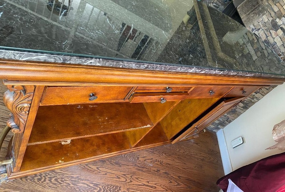 Cherry Wood Bar with Marble Top