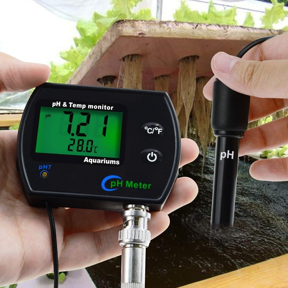 2-in-1 Combo pH & Temperature Meter Water Quality Tester Replaceable BNC pH E...