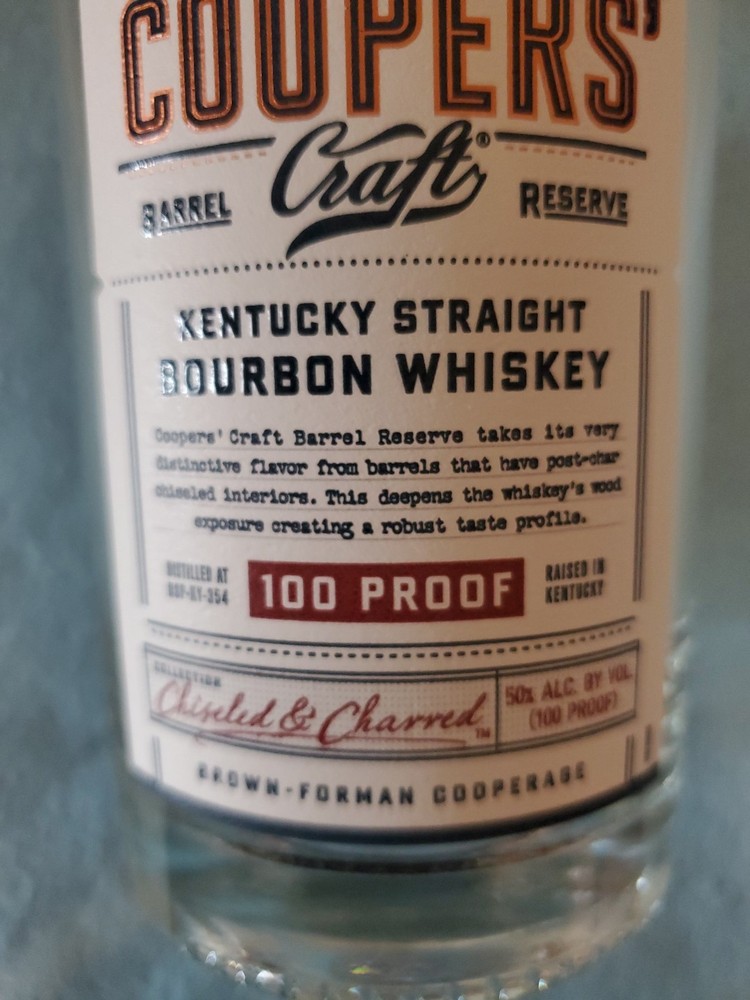 "COOPERS' CRAFT" BOURBON WHISKEY EMPTY BOTTLE 750ML