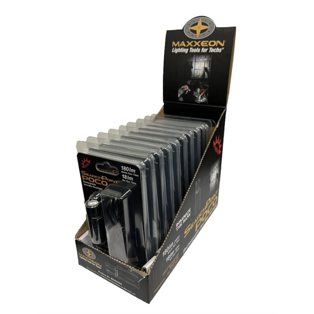 Maxxeon SearchPoint POCO Rechargeable Mini Flashlight Display Kit - 10 Count