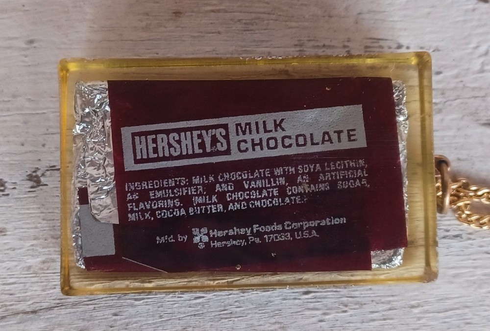 Real Hershey Chocolate In Epoxy Necklace. Very Neat-