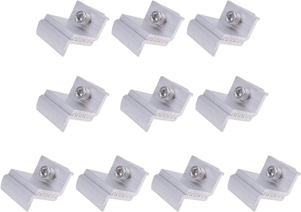 AIVWUMOT Adjustable Solar End Clamp T Shaped Panel Mount Bracket Silver