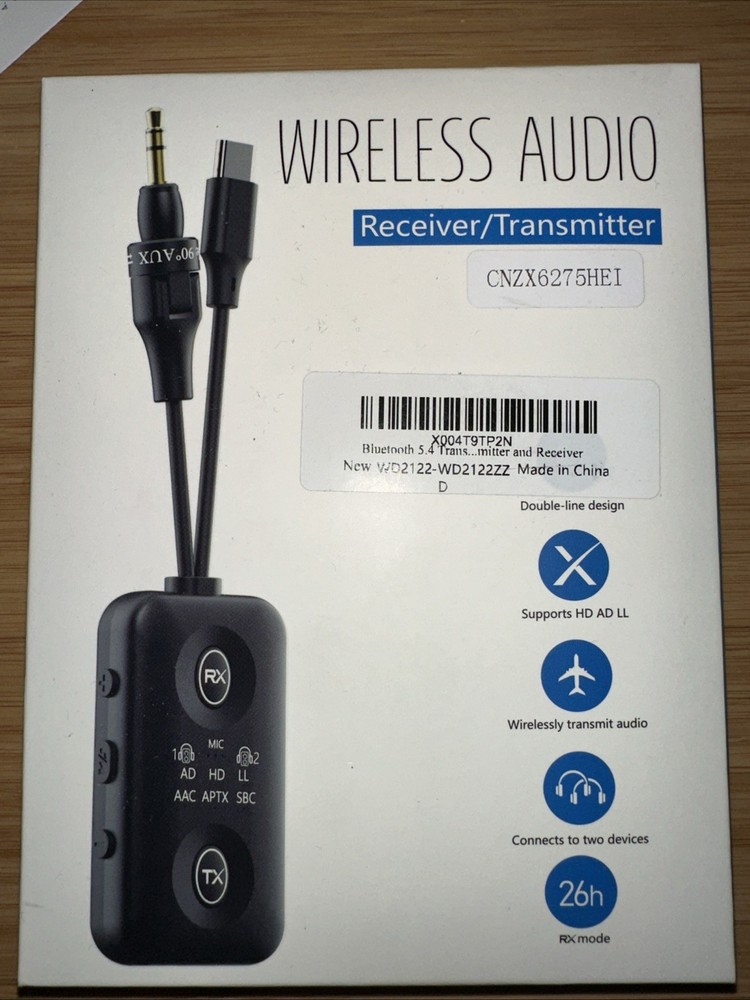 Unique Design Bluetooth 5.4 Transmitter Receiver with Qualcomm aptX For Flight