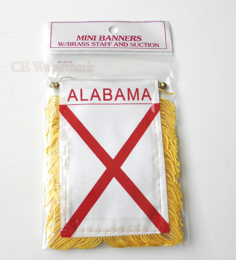 ALABAMA MINI POLYESTER US STATE FLAG BANNER 3 X 5 INCHES