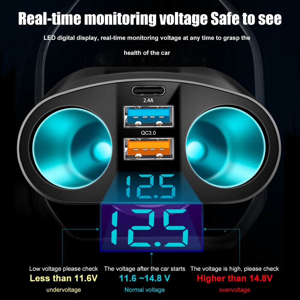 Outlet 12V Dual USB Car Cigarette Lighter Socket Splitter Power Adapter Charger