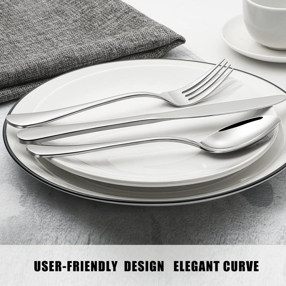 60 Piece Silverware Set for 12, Stainless Steel Flatware Set Tableware Set In...