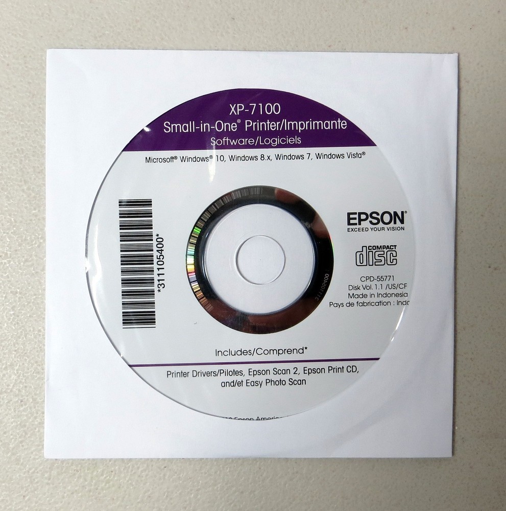 EPSON XP-7100 Small-in-One Printer Software, Drivers, and Setup CD NEW !