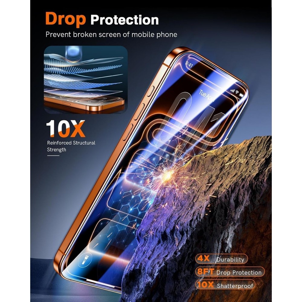 2 Pack for iPhone 17 Pro Max Screen Protector Tempered Glass, Military Grade Sha