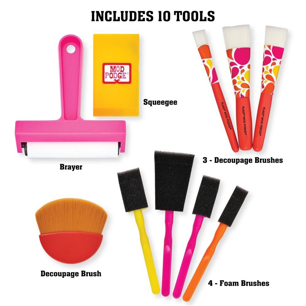 Mod Podge, Essential Decoupage Kit, Featuring 8 Formulas and 10 Assorted