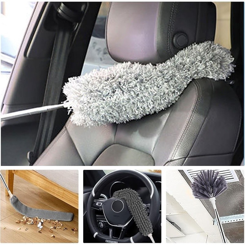 5PCS Extendable Feather Duster Kit Microfiber Dusting Tools High Ceilings New