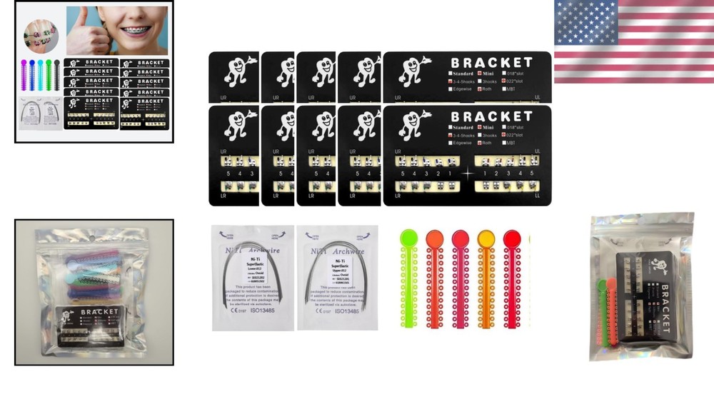 Orthodontic Teeth Brackets Mini Roth Bondable Braces Kit with Hooks and Multiple